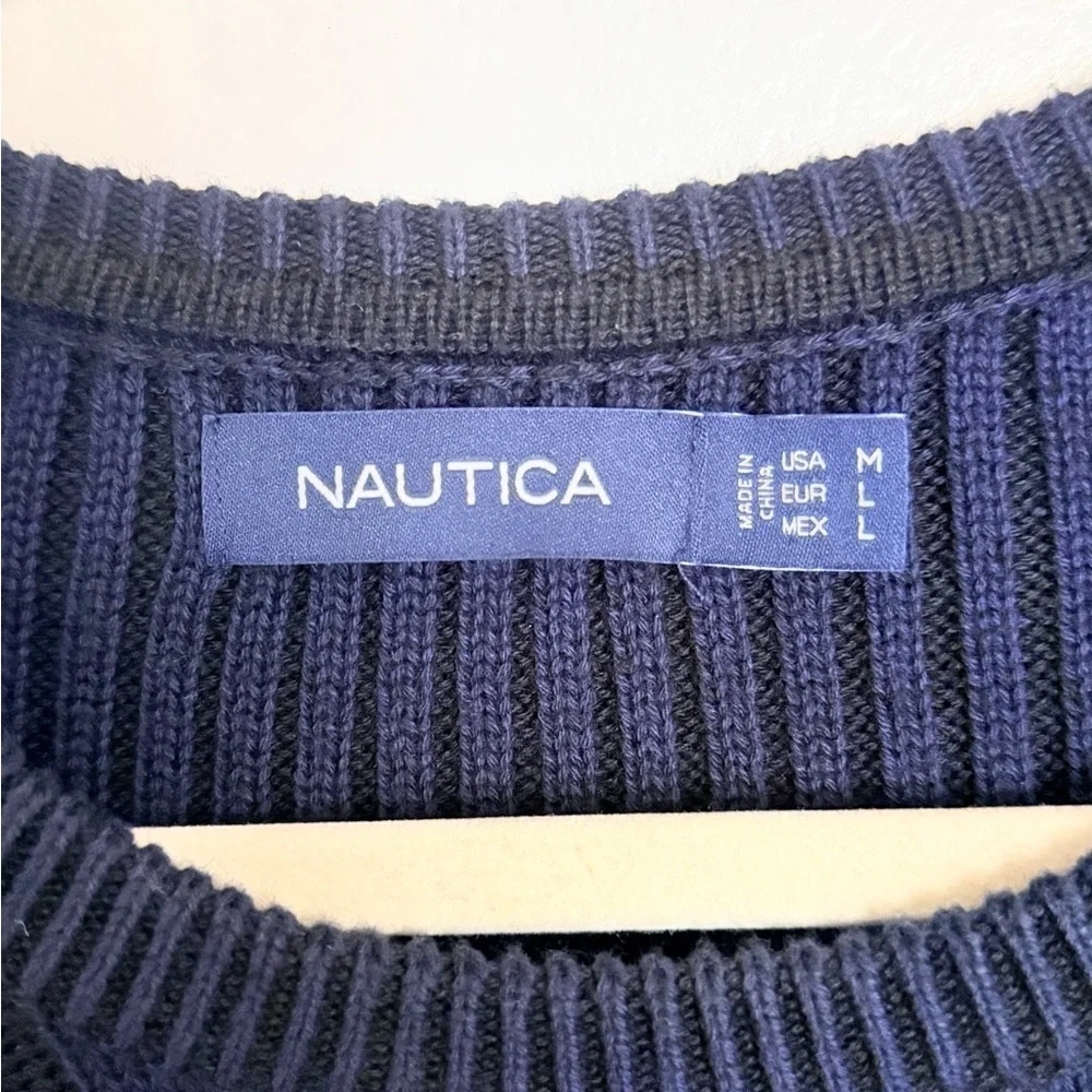 Nautica Men’s Navy Blue Cable Knit Sweater